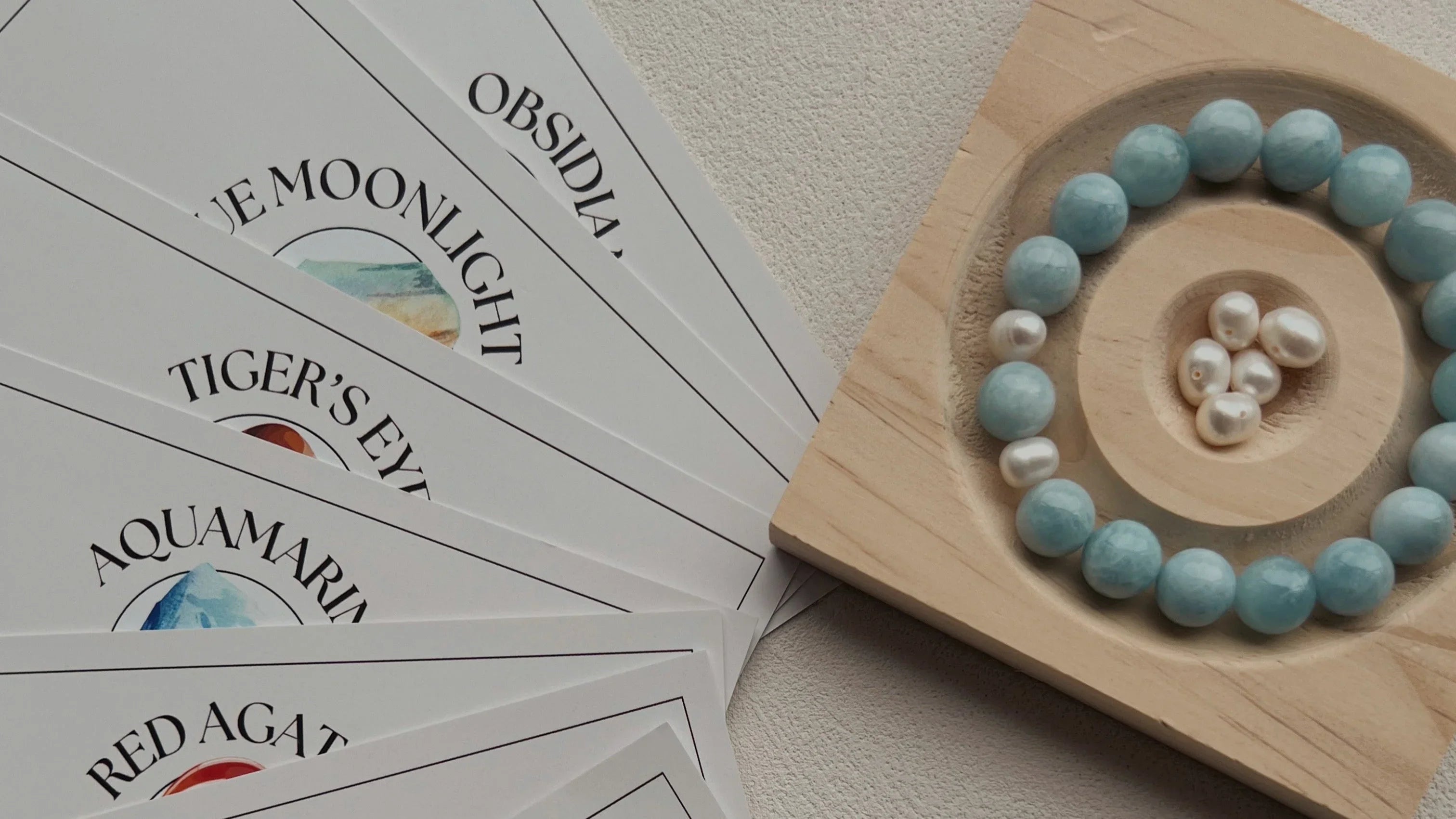 Aquamarine bracelet from Amaré, showcasing natural gemstones and calming energy.