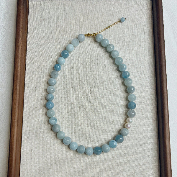 Amare aquamarine and fresh water pearl necklace