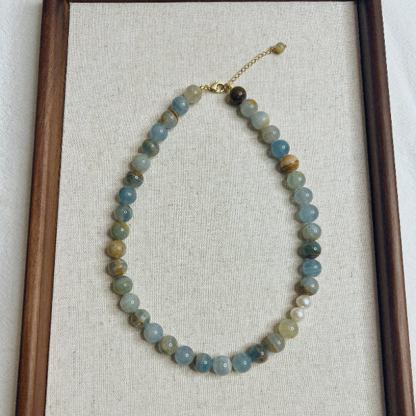 Amare  Blue Calcite and Fresh water pearl Necklace