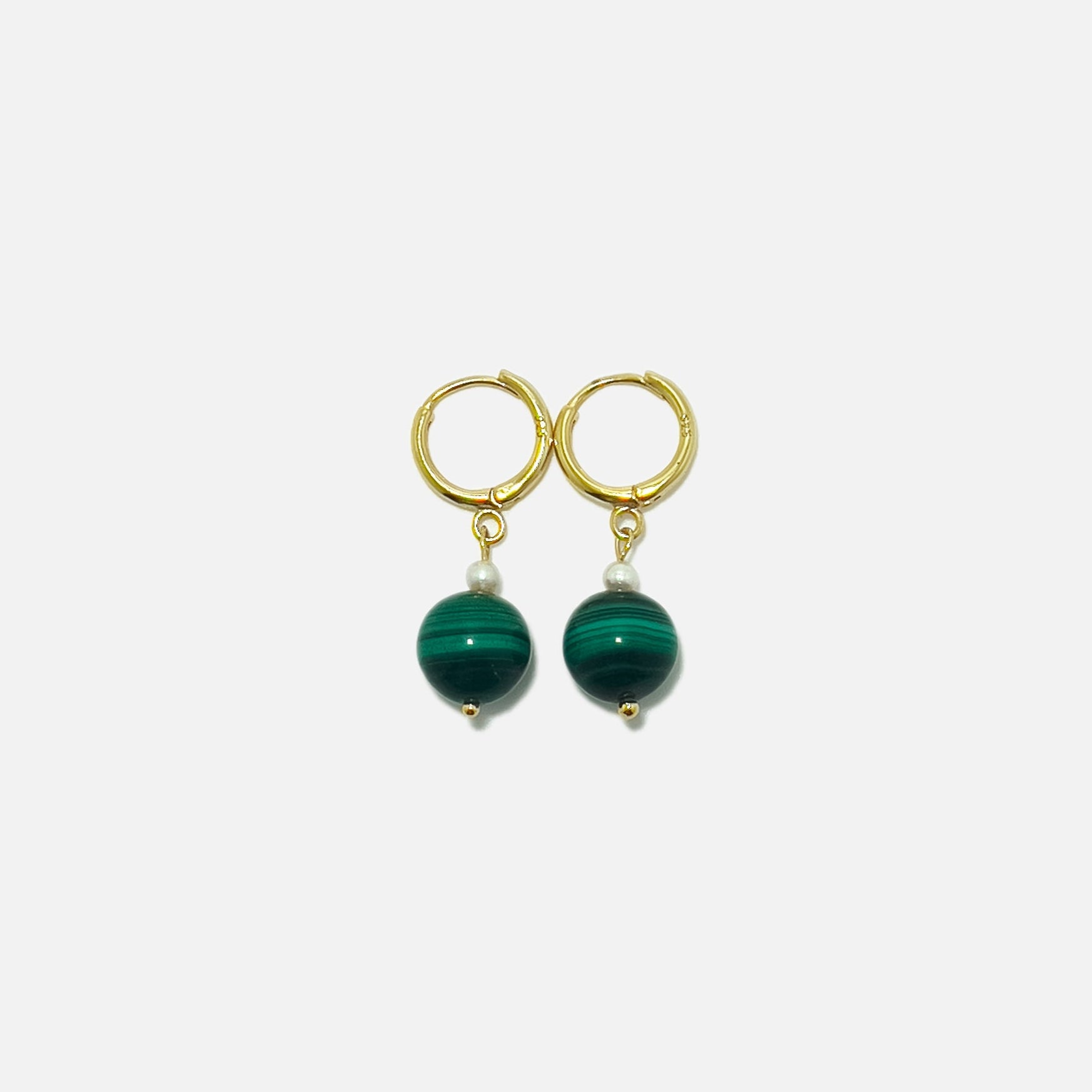 Malachite crystal pearl earrings