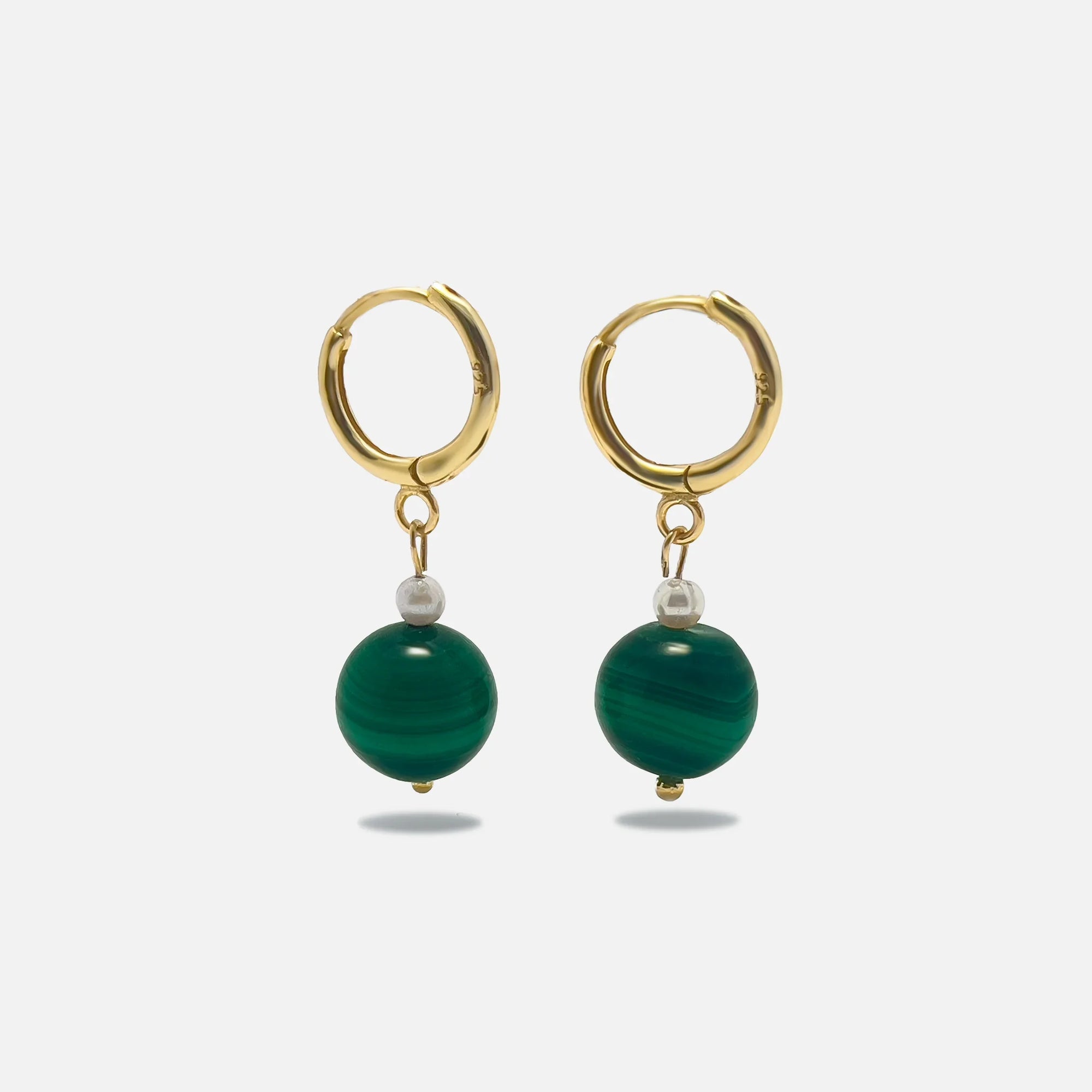 Malachite crystal pearl earrings