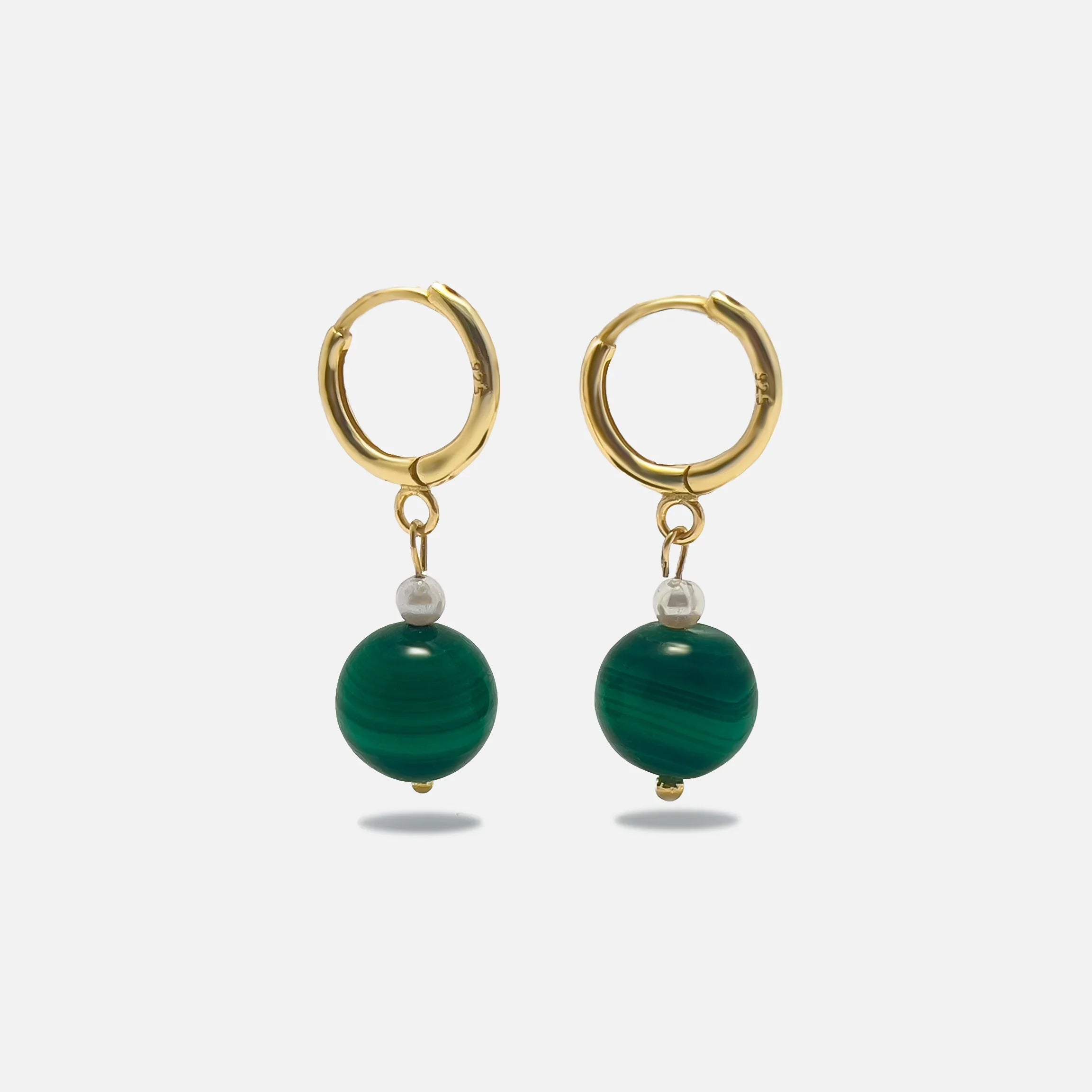 Malachite crystal pearl earrings