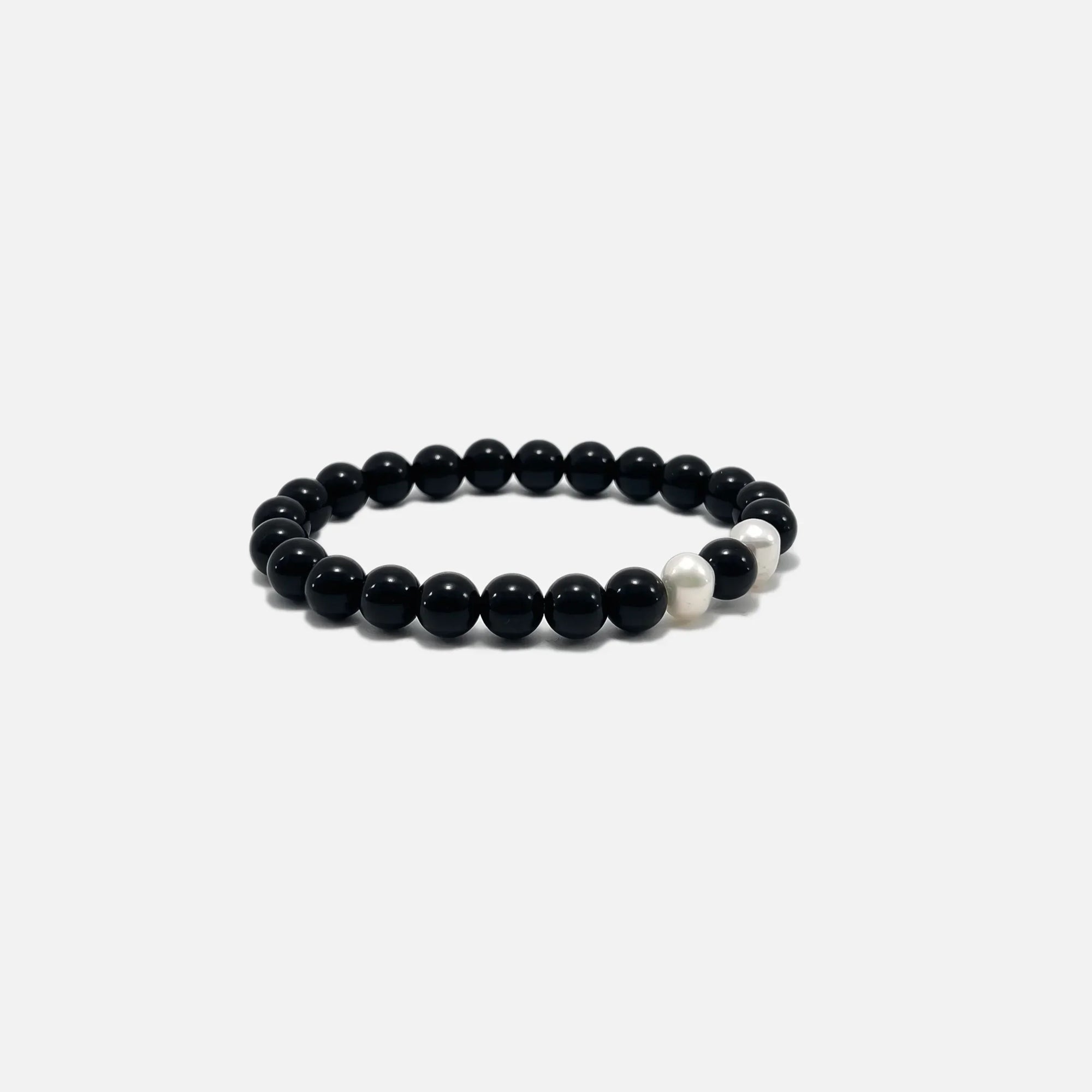 Obsidian crystal bracelet handcrafted with natural gemstone and pearls