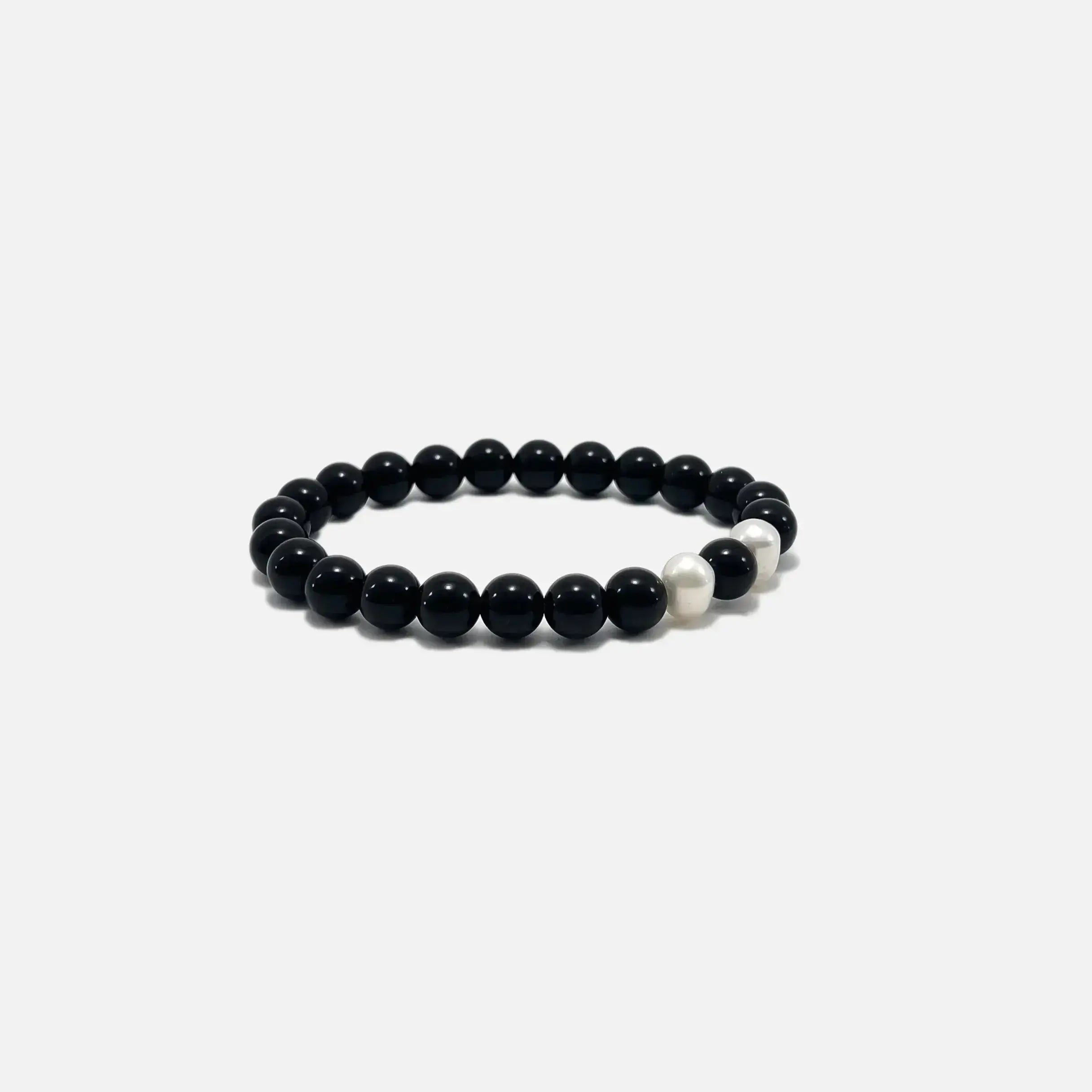 Obsidian crystal bracelet handcrafted with natural gemstone and pearls