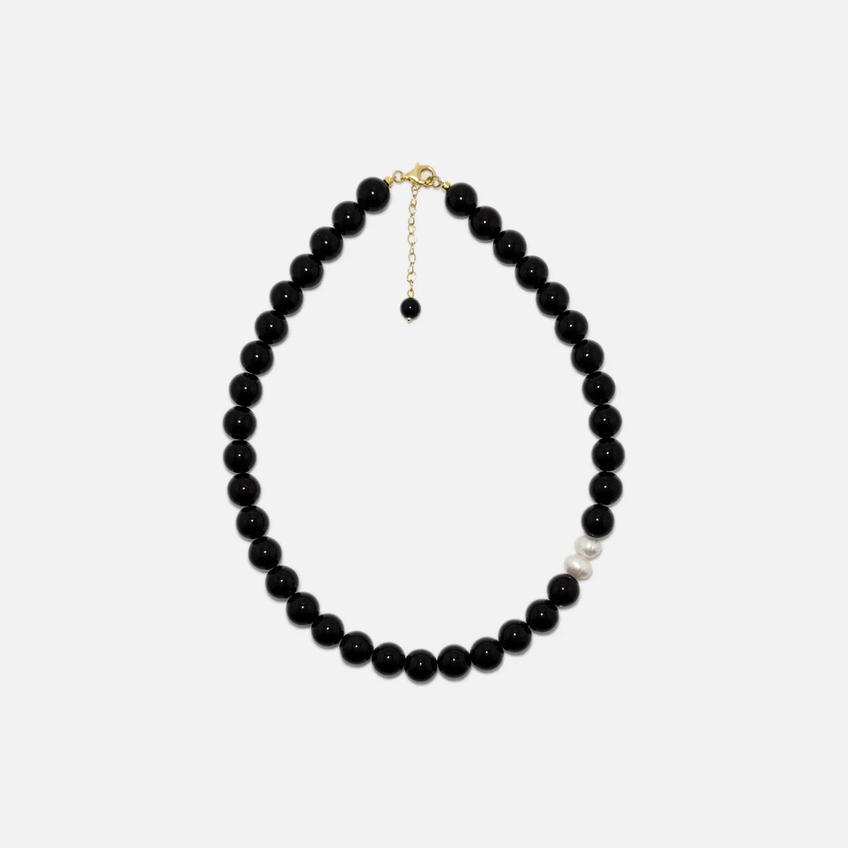 Obsidian crystal necklace with high-quality natural gemstone and pearls