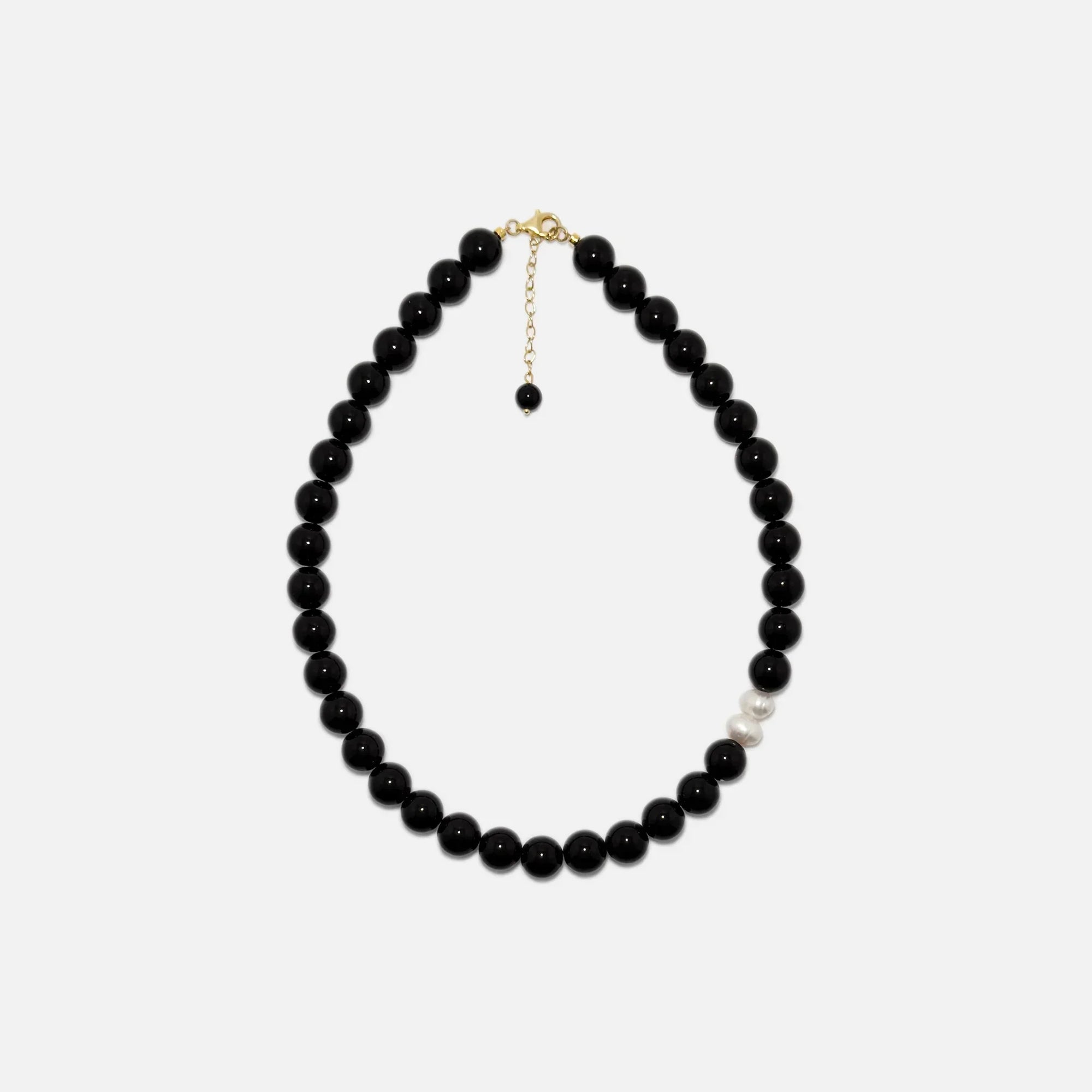 Obsidian crystal necklace with high-quality natural gemstone and pearls