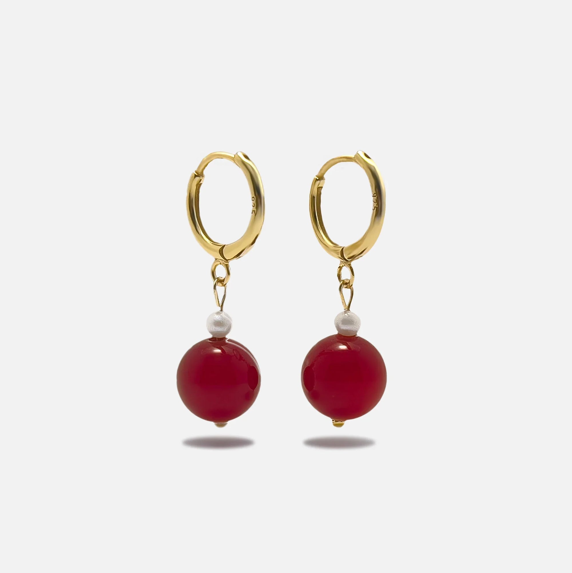Red Agate and pearl earrings