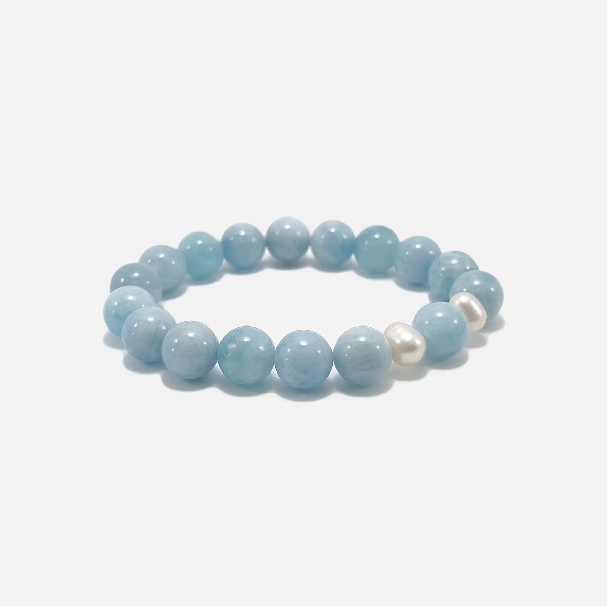 Aquamarine crystal bracelet with natural gemstones and freshwater pearls
