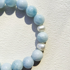 Close-up of Aquamarine beads for calmness and emotional clarity