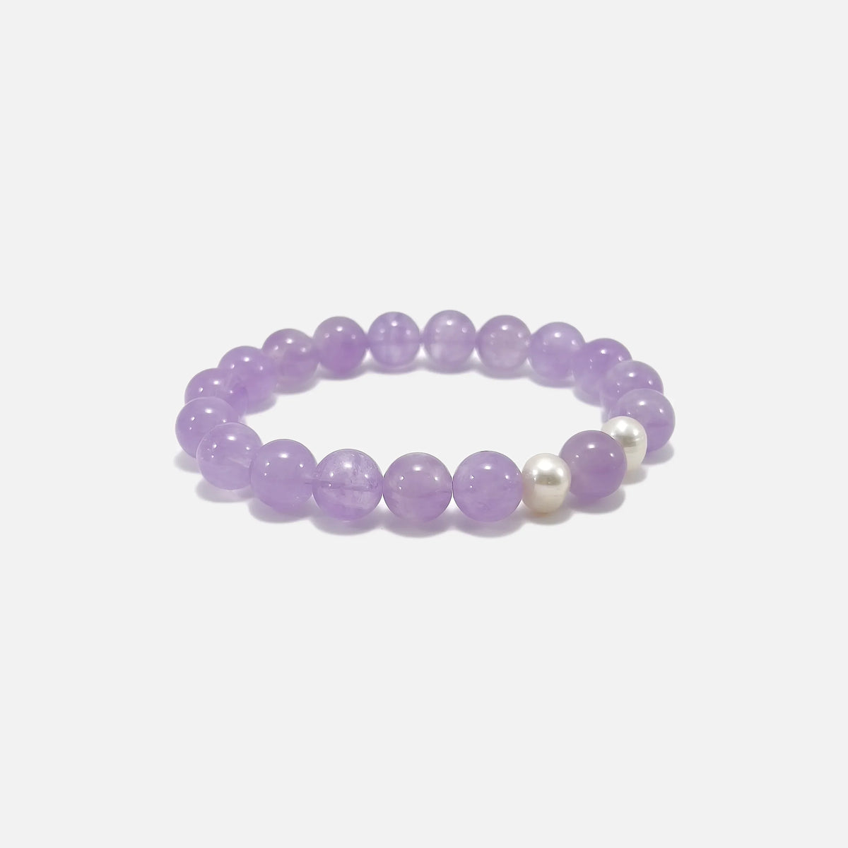 Lavender Amethyst crystal bracelet with natural stones and pearls