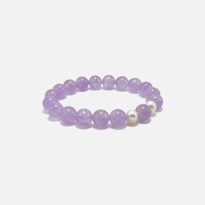 Lavender Amethyst crystal bracelet with natural stones and pearls