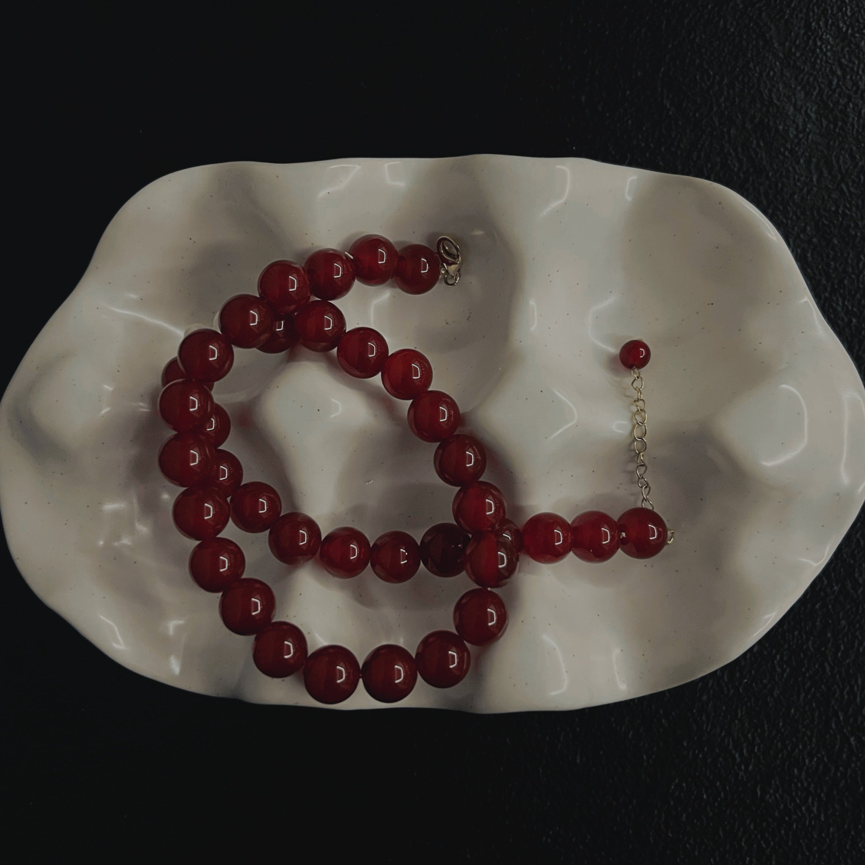 Handmade Red Agate crystal necklace with natural gemstone beads, designed for bold energy and emotional balance