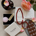 Amaré crystal red agate gift box with necklace and bracelet for Valentine's Day