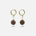 smoky quartz and pearl earrings