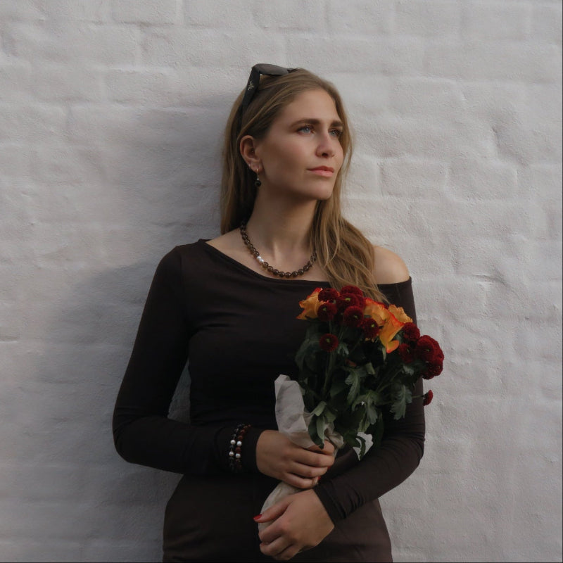 Amaré smoky quartz necklace with freshwater pearls