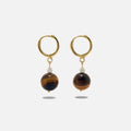 tiger eye and pearl earrings