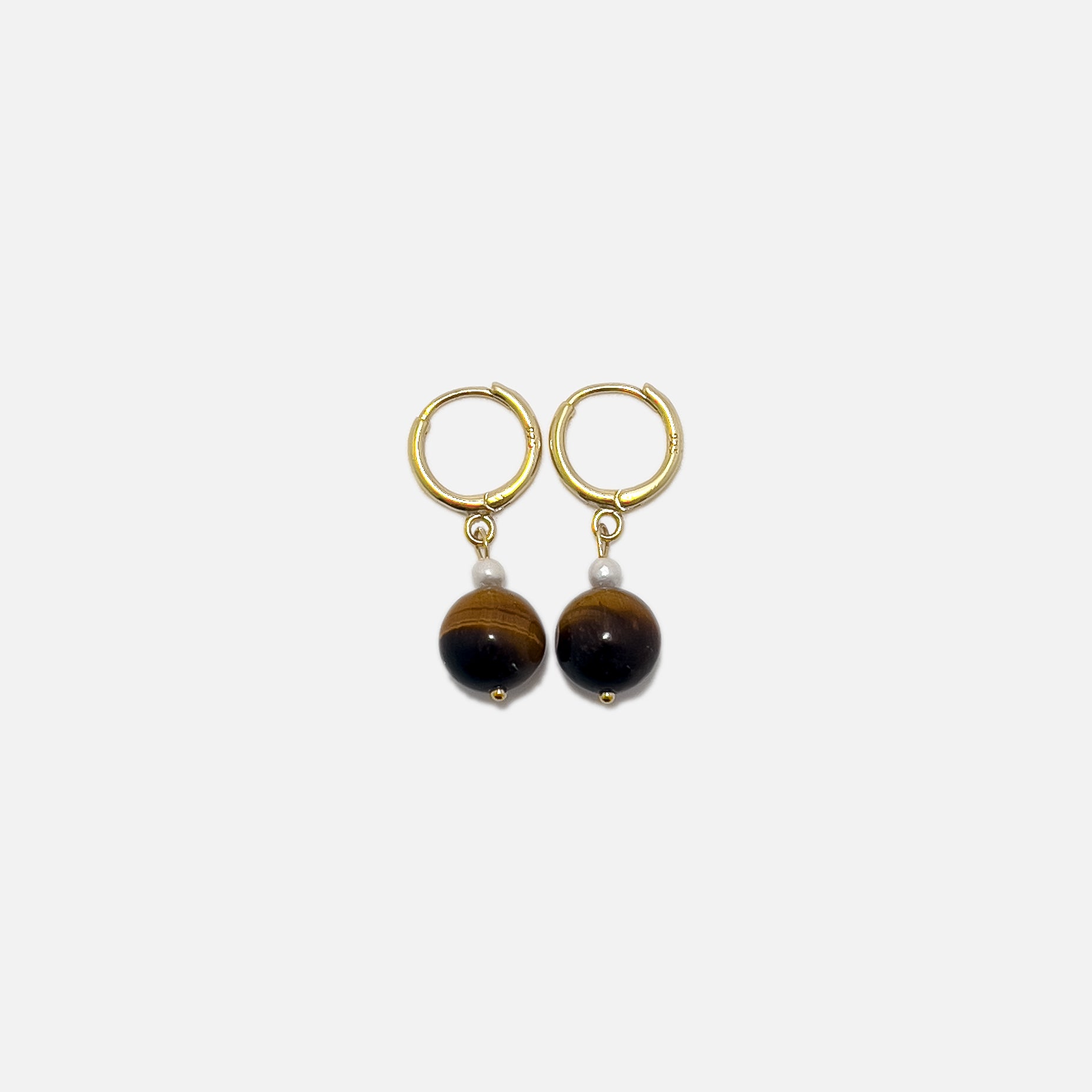 tiger eye and pearl earrings