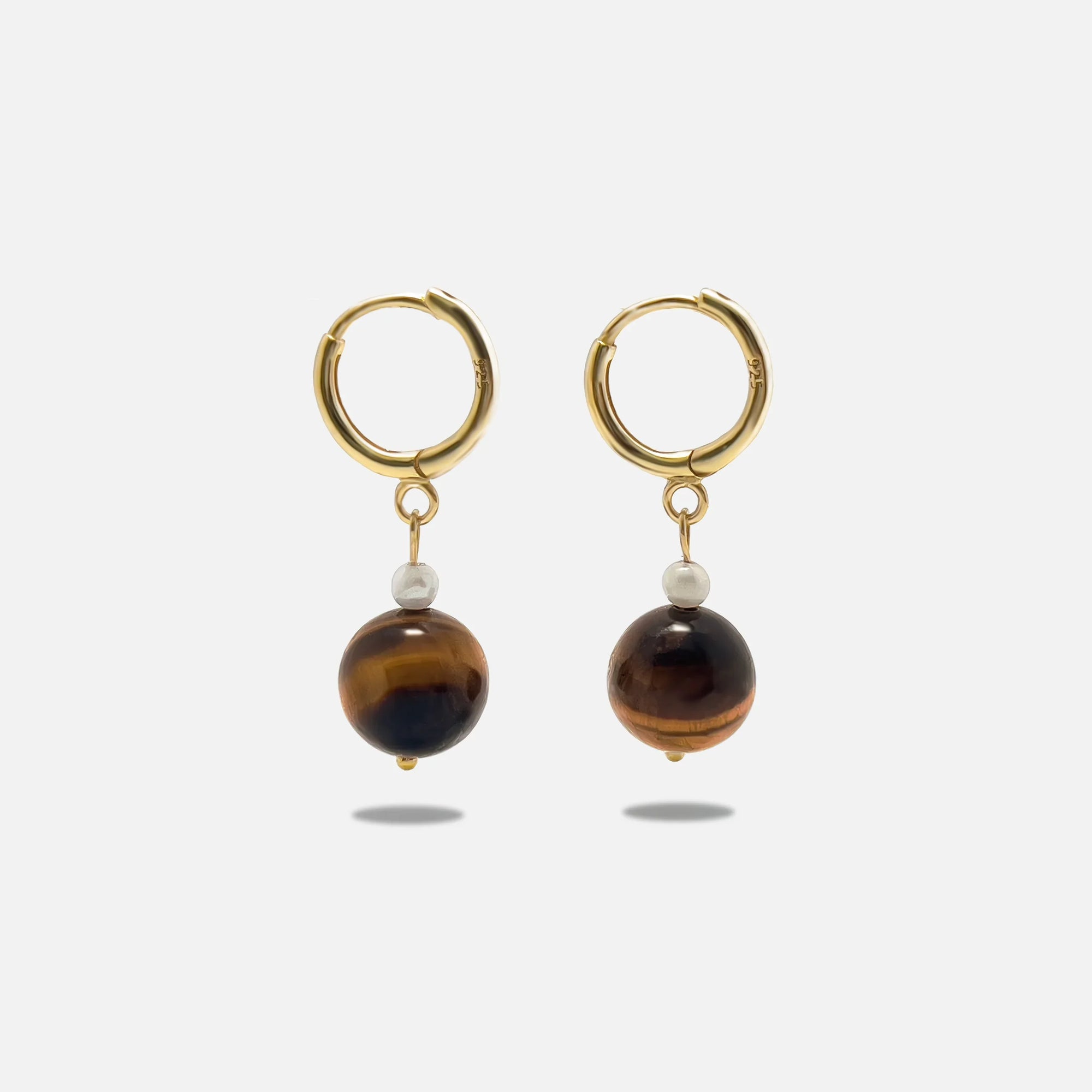 tiger eye and pearl earrings