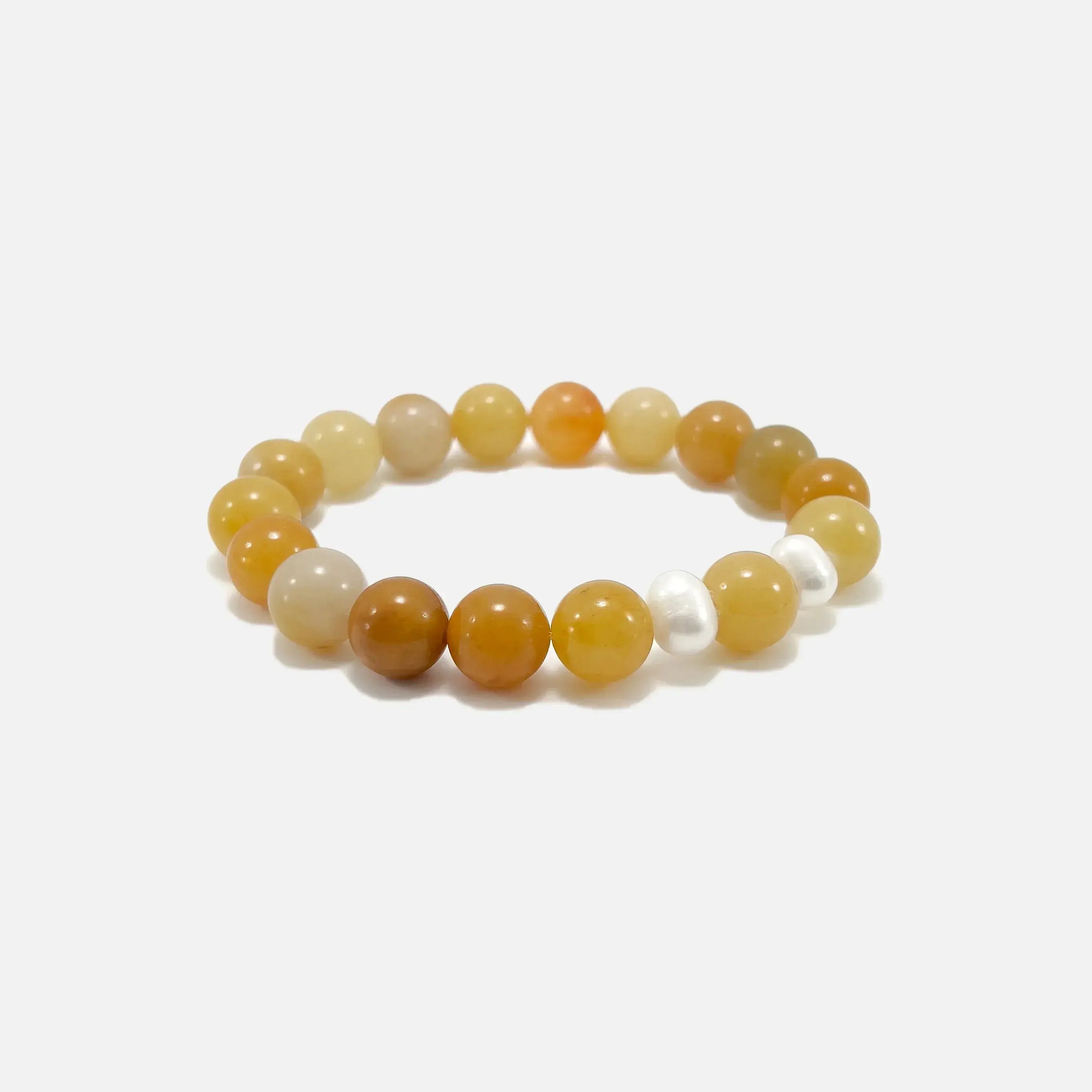 Yellow Aventurine crystal bracelet with natural gemstone and pearls