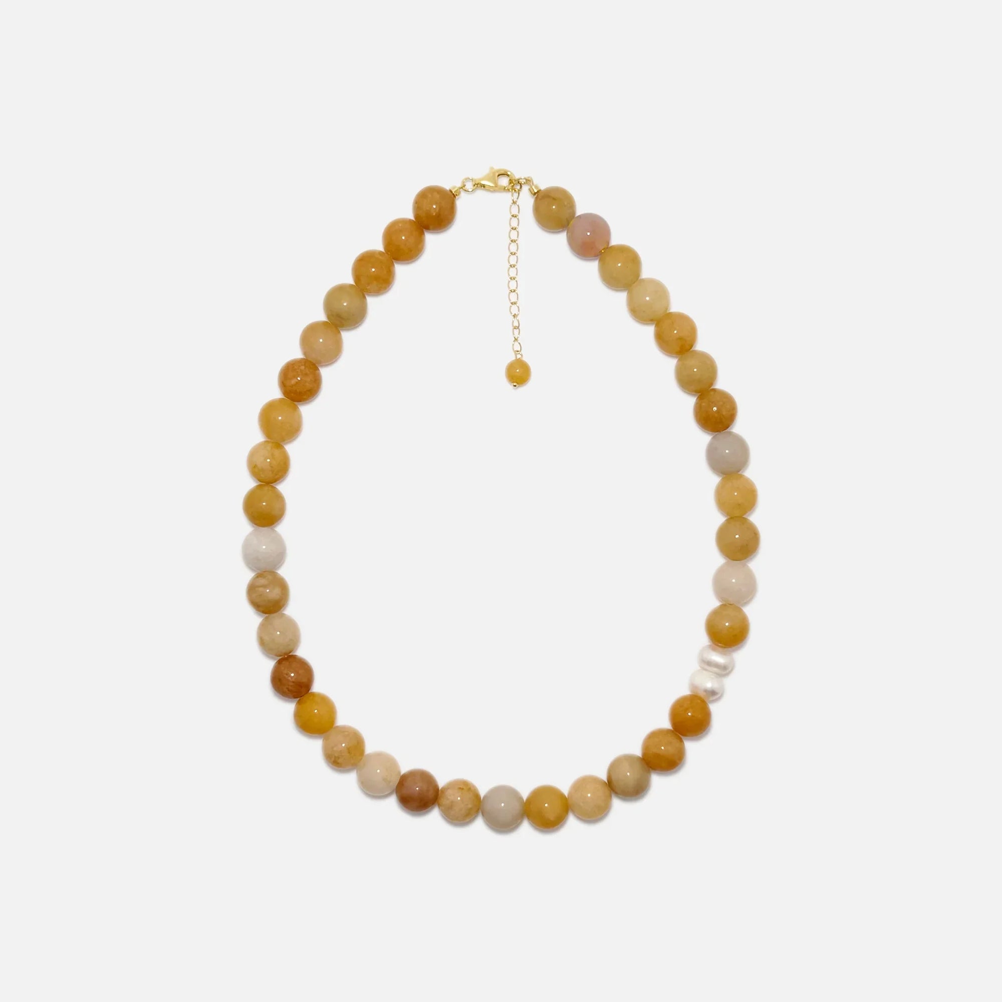 Yellow Aventurine necklace made with natural gemstones and pearls