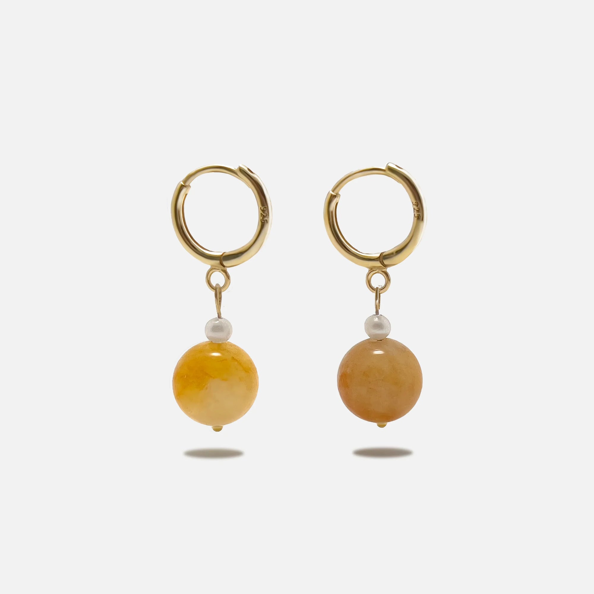 yellow aventurine and pearl earrings